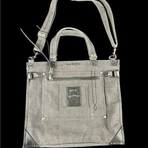 ROCK REVIVAL Canvas Shoulder Bag Cross Body Large Charcoal Tote Purse.